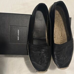Saint Laurent Black Leather Loafers AUTHENTIC Size 39